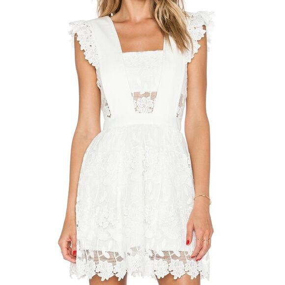 Self-Portrait Dresses & Skirts - Self-Portrait x Revolve | NWT | 2 | Frilled A-Line White Lace Apron Ruffle Dress